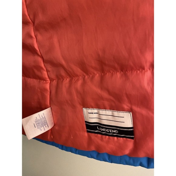 Lands End M 10-12 Blue Pink Stars Hood Full Zip Jacket Coat - Picture 4 of 6